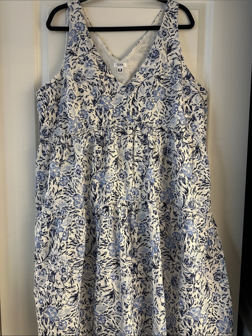 Penningtons White and Blue Floral Midi Dress